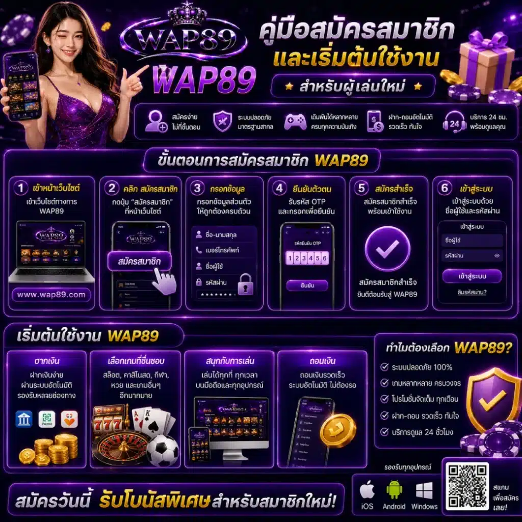 คู่มือสมัครสมาชิกและเริ่มต้นใช้งาน WAP89 สำหรับผู้เล่นใหม่
