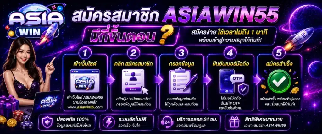 สมัครสมาชิก ASIAWIN55 มีกี่ขั้นตอน